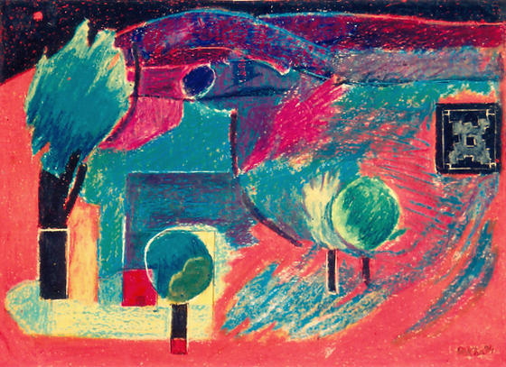 Pastoral Allure 06 Landscape of 'Kaali Aandhi' or a desert sand storm with the sky black and the surroundings red