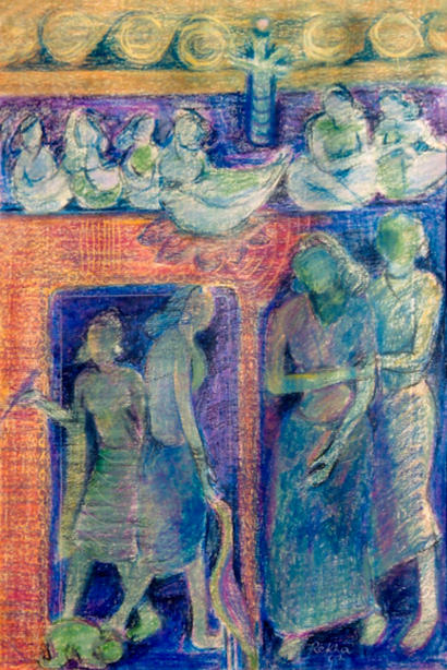 Pastoral Allure 09 Strong, colourful composition showing women carved in stone